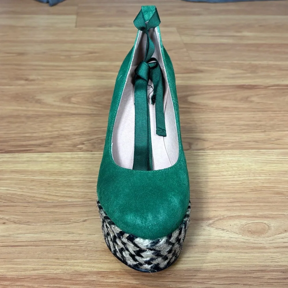 NIB Free People Green Suede Platform Wedge Espadrilles 39 - Picture 4 of 9